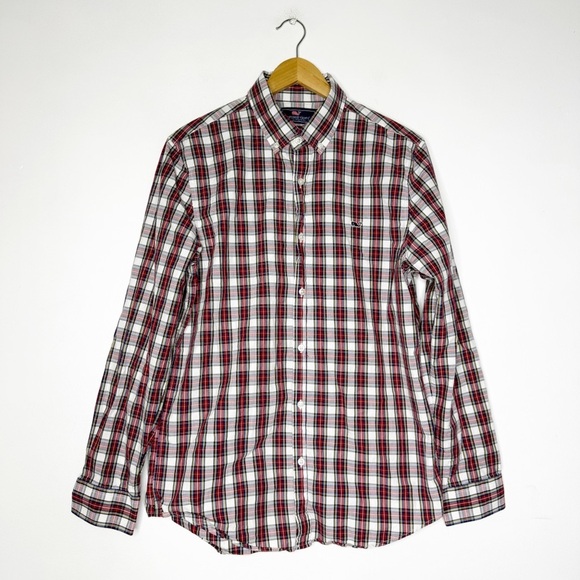 Vineyard Vines Plaid Slim Fit Whale Shirt Mens Button Front Shirt Size Medium - Picture 2 of 7